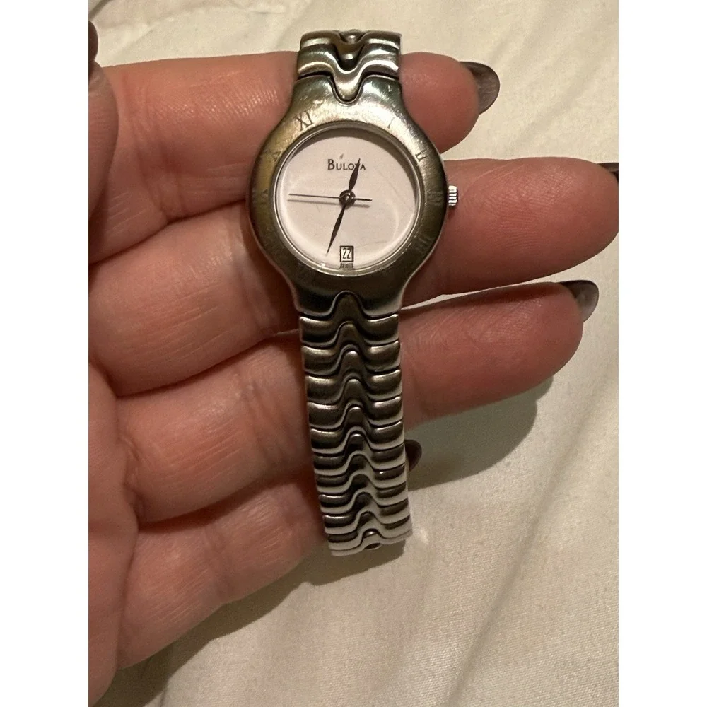 Bulova Women's Stainless Steel Quartz Watch Water-Resistant Date Silver